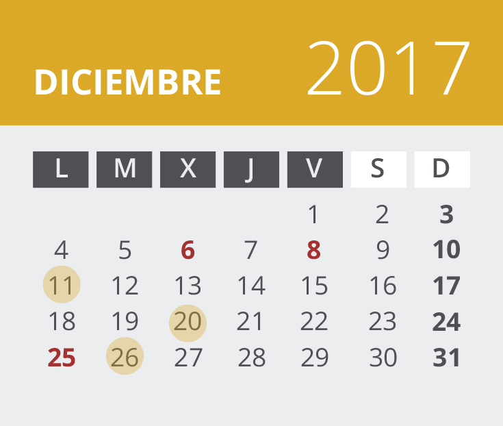 Calendario del Territorio Álava. Diciembre